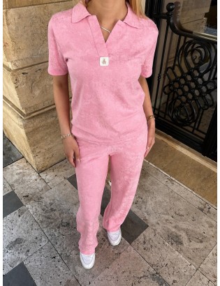 Pembe Polo Yaka Eşofman Takımı